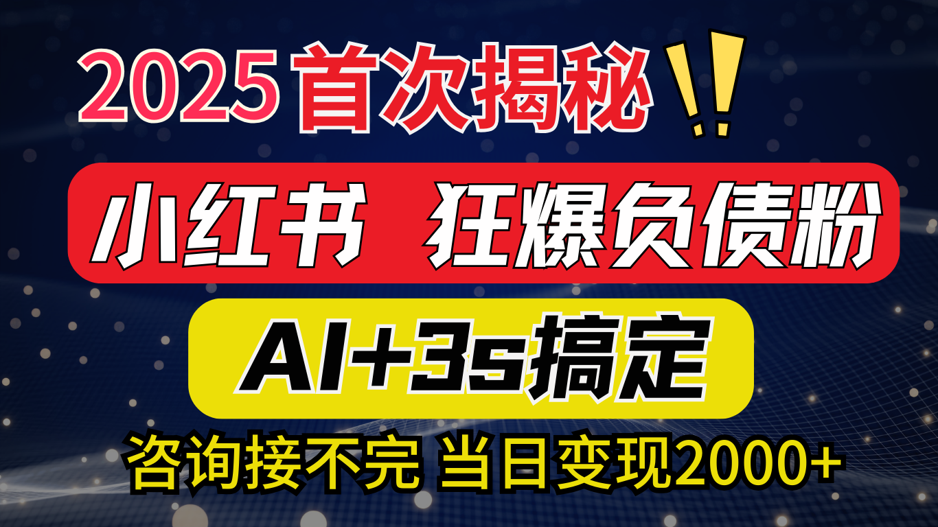 2025引流天花板：最新小红书狂暴负债粉思路，咨询接不断，当日入2000+网创吧-网创项目资源站-副业项目-创业项目-搞钱项目网创吧